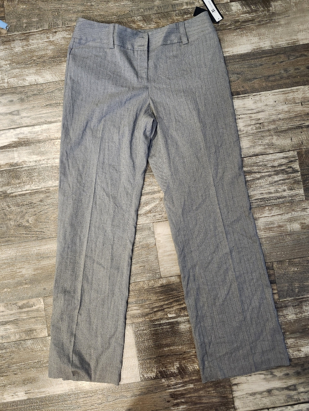 AB Studio Gray Pinstripe Trouser Pants Size 8 Business Casual Career Wide Leg St - Picture 2 of 6
